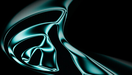 Futuristic metallic abstract background with smooth teal liquid wave texture for overlay design