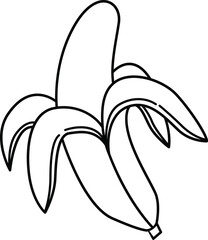 Single banana isolated on white background. Open banana 