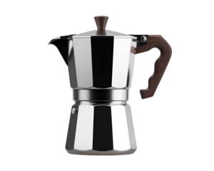 Moka Pot: Sleek and modern, this polished metal moka pot embodies the art of Italian coffee-making, a beacon of morning rituals for coffee enthusiasts.