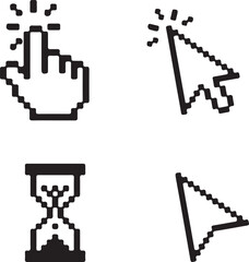 Pixel cursor computer mouse pointer click hourglass icons
