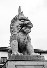 stone lion statue in forbidden city