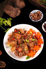 Spicy Chinese Braised Oxtail Stew with Vegetables and Chili Peppers Traditional Asian Cuisine