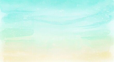 Abstract Watercolor Texture Background in Turquoise and Yellow, Soft Pastel Colors, Artistic Wash Effect, Subtle Grain
