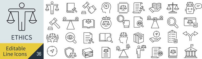 線の編集ができる倫理に関するアイコンセット（アウトライン化していない）

