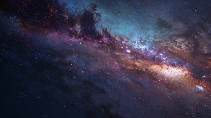 A galaxy with stars and clouds in space background