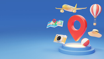 Travel, vacation, flight, coastal relaxation 3D