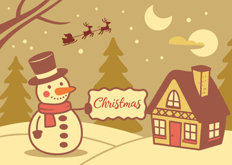 Merry Christmas Greeting with a Colorful Doodle Wreath