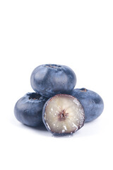 Fresh Blueberries with Cut Half on White Background - Healthy Fruit Display