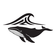 Obraz premium Whale Silhouette in Ocean Waves