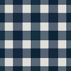 Seamless simple checkered pattern. Dark blue, gray, milk tartan plaid.