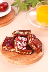 Xinjiang Date Walnut Pie Slices with Orange Juice - Traditional Vegetarian Dessert