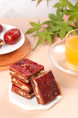 Delicious Walnut Date Bars with Red Glaze and Fresh Orange Juice - Sweet Dessert Treats