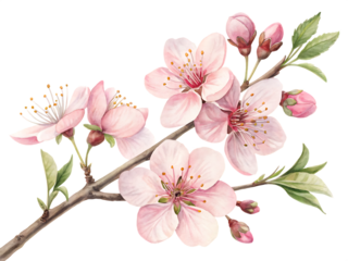 Background with pink flowers watercolor delicate blossoms. isolated on white background
,PNG.AI Generated.
