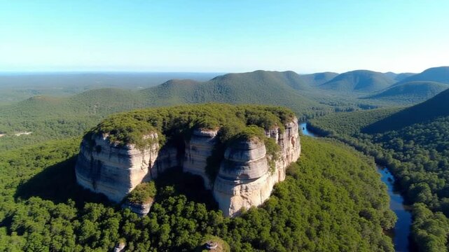 Aerial footage captures the Nimbin Rocks surrounded