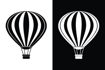 Fototapeta premium Hot Air Balloon Vector Illustration. Black and White Striped Balloon Icon