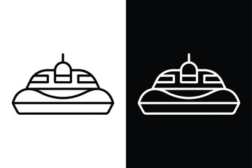 Hovercraft Line Art Vector Illustration. Minimal Black and White Design