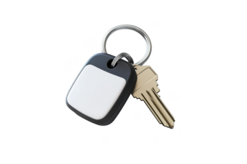 Key finder with key and ring for lost items, locator device, bluetooth tracker, keychain, finder isolated on transparent background