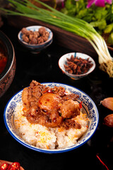 Braised Oxtail Beef Stew Over Rice with Star Anise Traditional Asian Comfort Food Dish