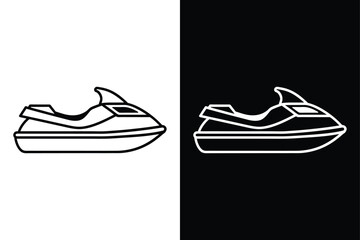 Minimalist Jet Ski Outline Drawing. Aquatic Transport Vector Symbol