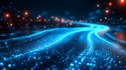 Abstract design representing AI-driven smart city governance, where artificial intelligence analyzes citizen feedback and monitors public services to create accountable urban management