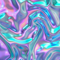 This captivating background showcases a metallic holographic gradient with a liquid texture, swirling in vibrant shades of purple, blue, and green for an enchanting visual effect
