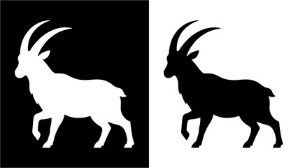 Black and White Goat Vector Silhouette