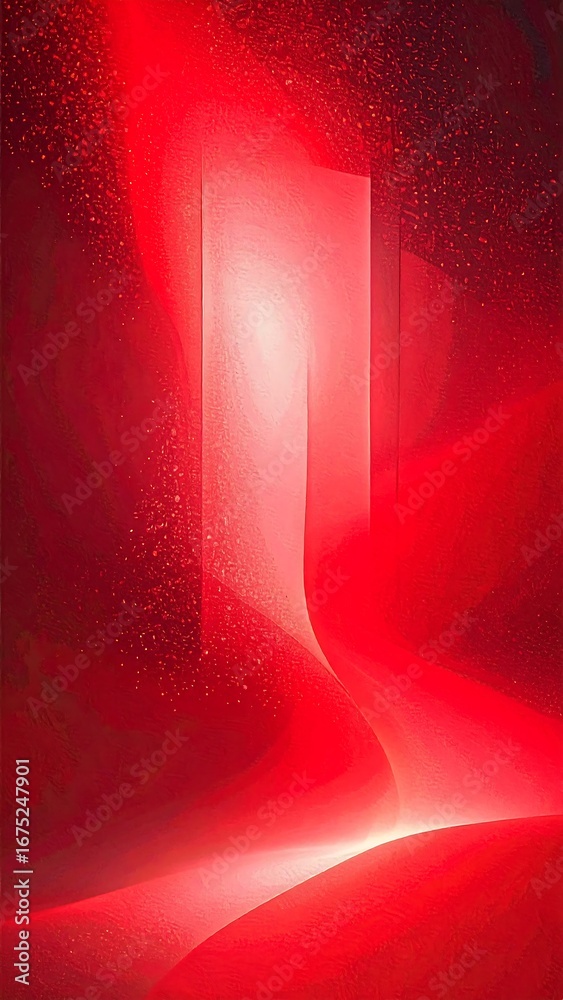 Wall mural glowing red abstract form with bright light image