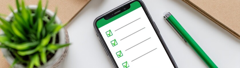 Mobile phone checklist, streamlining tasks, enhancing productivity, and achieving goals.
