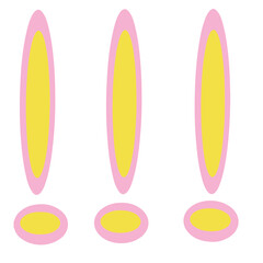Cartoonish Pink and Yellow Exclamation Point Mark Symbol Isolated Illustration