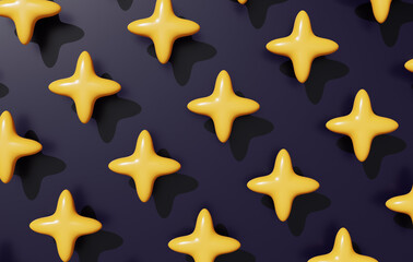 Obraz premium Auxiliary elements embellish four-pointed star material 3D