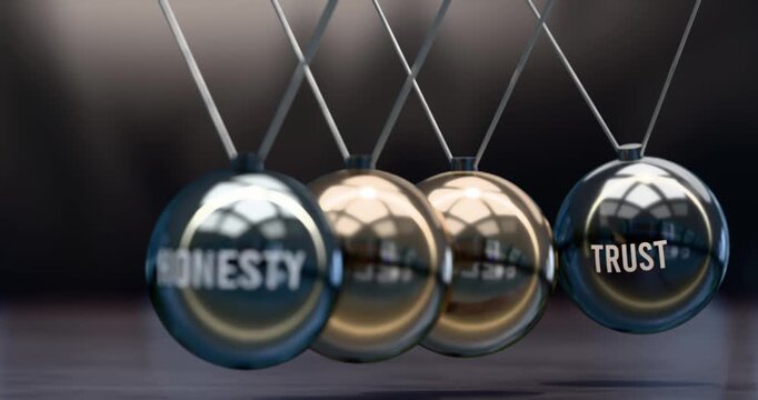 Honesty creates trust. Subtle visualization of honesty power and its effects on trust. Mutual and self inforcing link between honesty and trust. Video can be looped