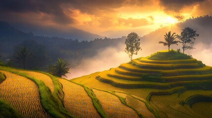 sunset over the field