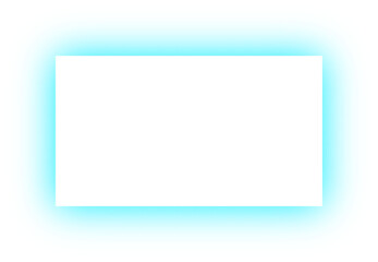 Futuristic Cyan Neon Glowing Rectangular Border on Transparent Background. Ideal for Tech, Digital Design, Modern Posters or Sci-Fi Themed Projects.
