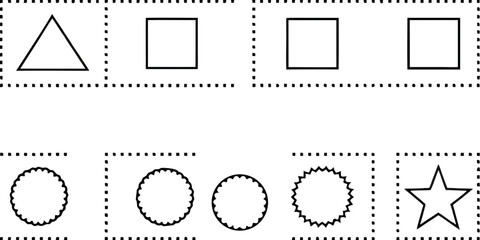 Collection of geometric shapes including triangle square circles and star isolated on white background