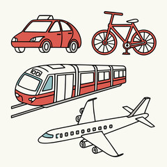 Kids Toys Vector Set – teddy bear, blocks, toy car, kite, ball.