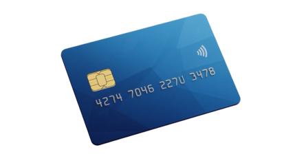 Minimalist Blue Payment Card with Chip and Contactless Symbol Illustration