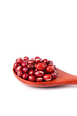 Red Adzuki Beans in Wooden Spoon Studio Shot - Healthy Vegetarian Protein Staple Food Ingredient