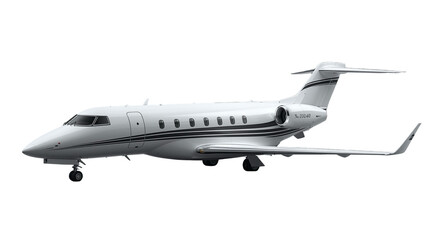 Obraz premium Sleek Luxury White Private Jet Isolated on Black Background Aircraft