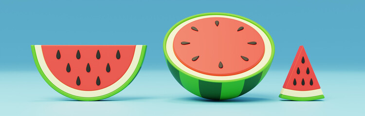 Summer watermelon fruit quenches thirst, plump and delicious 3D
