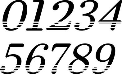 A set of modern decorative numbers 0-9 in EPS format. Perfect for posters, logos, invitations, packaging, branding, and creative typography design projects.