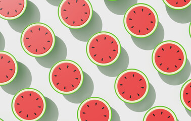 Fototapeta premium Summer watermelon fruit quenches thirst, plump and delicious 3D