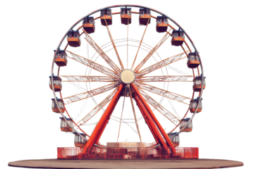 Ferris wheel stands tall in isolated setting with vibrant colors and intricate design captured at high gigapixel quality presenting a striking visual