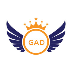 GAD Winged Crown Company logo. GAD Luxury Royal Company logo design for entrepreneur and business. GAD Brand Identity best icon.  © nazmun
