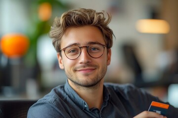 portrait of young man with glasses, Generative AI
