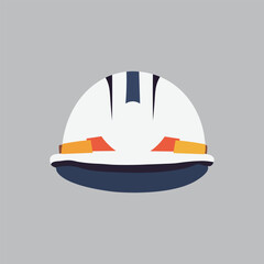 white hard hat in bold flat style. Suitable for construction, industrial, and engineering projects, including web icons, company logos, safety presentations, and digital use.