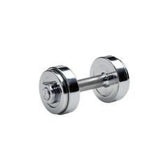 Metal dumbbell isolated on a transparent background, in a PNG format