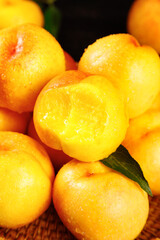 Fresh Golden Nectarines with Water Droplets - Ripe Summer Stone Fruit Close-Up