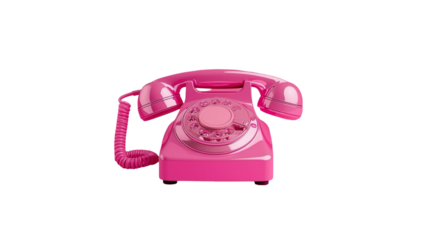 Pink Glamorous Plastic Retro Rotary Dial Telephone Communication Equipment Still Life
