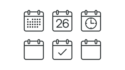 Minimalist Outline Calendar Reminder Schedule Organizer Appointment Management Icon Set