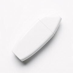 Plastic bottle for shampoo on a white background. Top view.